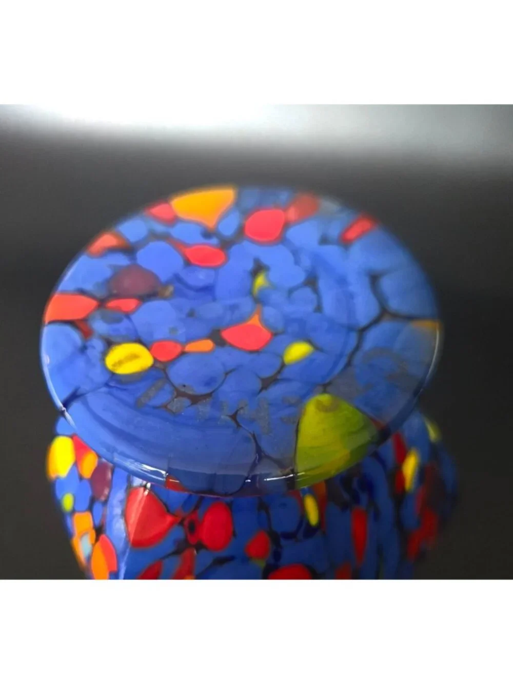 CZECH Art Glass Vase Handblown Multicolor Spotted Design Decorative Collectible
